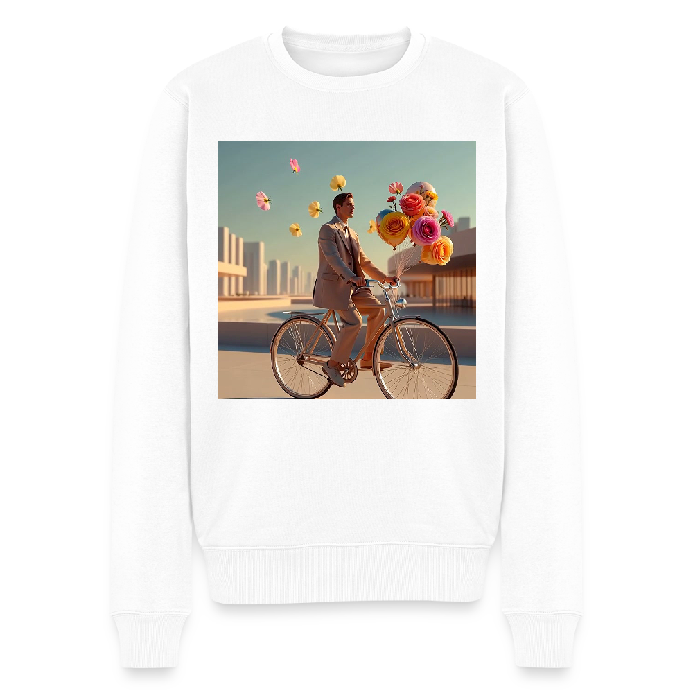 Fahrt ins Ungewisse (mit Blumen) |  Männer Premium Pullover - Weiß