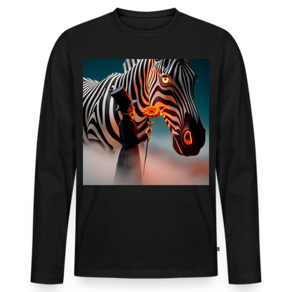 Blumen für ein Zebra | Männer Premium Bio Langarmshirt - Schwarz