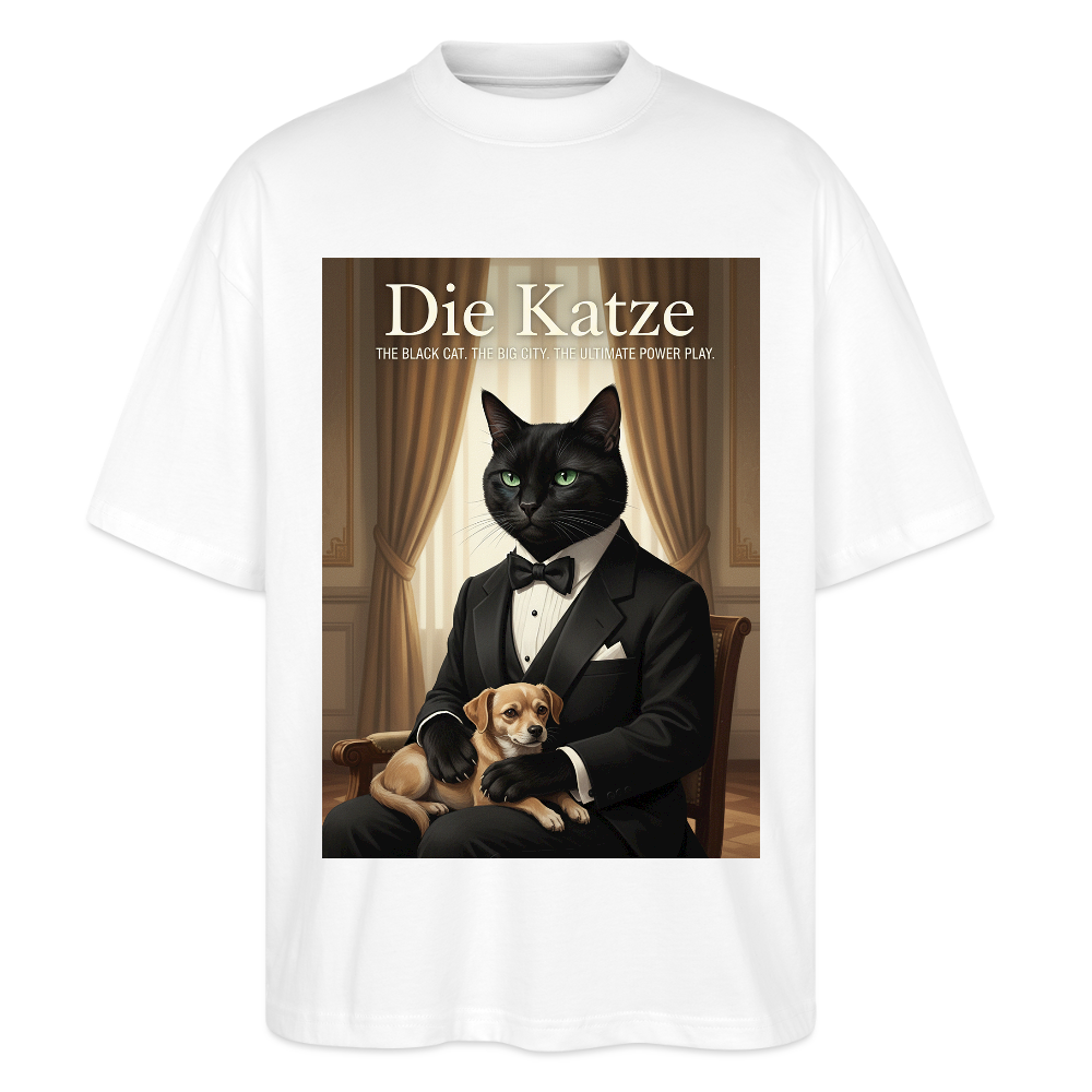 Die Katze – Krümel regelt das | Stanley/Stella Oversized Unisex Bio T-Shirt Blaster - Weiß