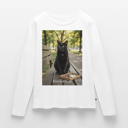 Forrest Cat – Krümel wartet | Frauen Premium Bio Langarmshirt - Weiß
