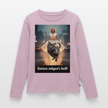 Katzen mögen’s heiß | Frauen Premium Bio Langarmshirt - Altrosa