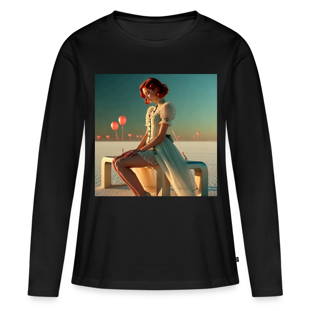 Leise Gedanken bei lauter Farben | Frauen Premium Bio Langarmshirt - Schwarz