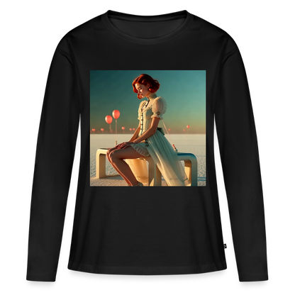 Leise Gedanken bei lauter Farben | Frauen Premium Bio Langarmshirt - Schwarz