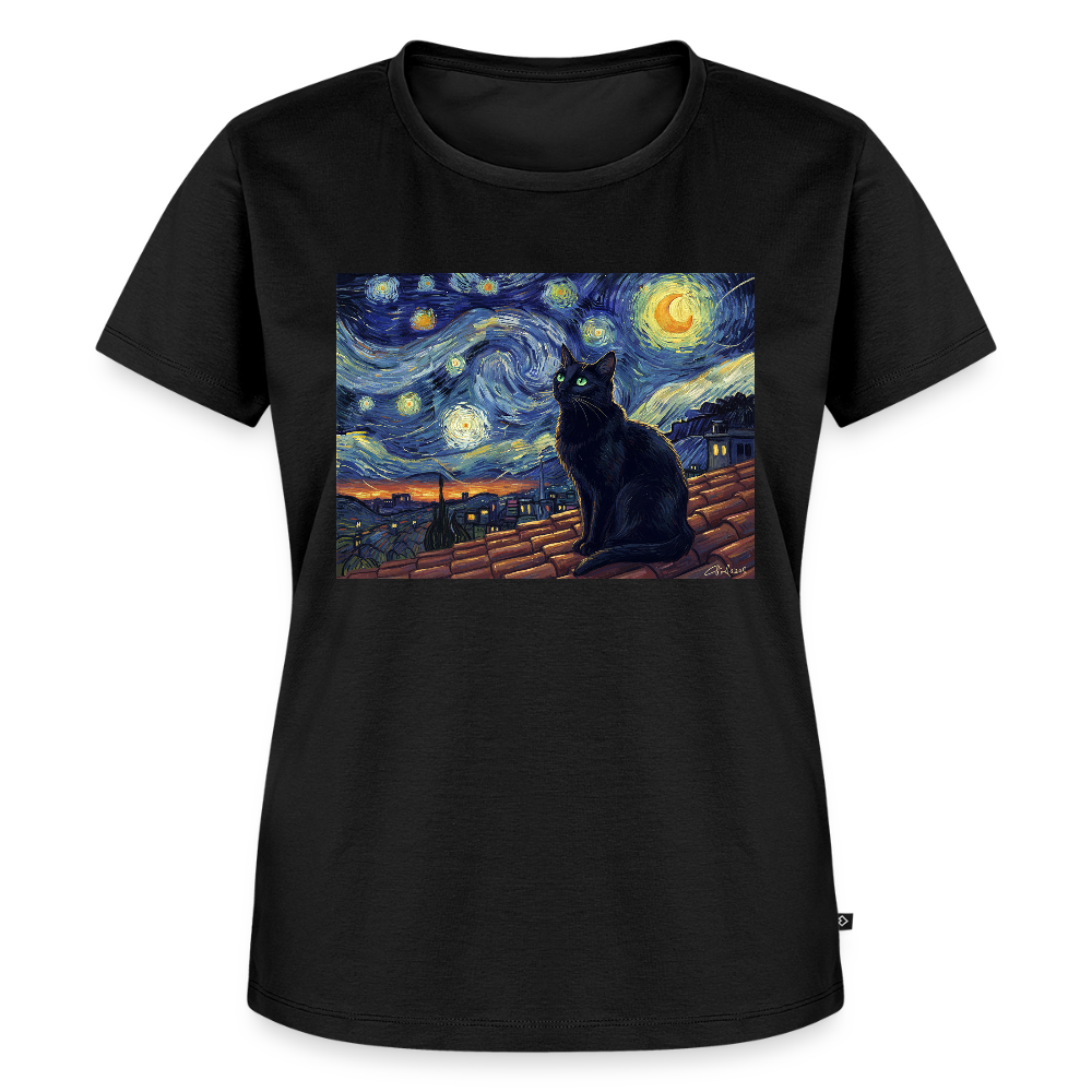 Sternennacht… aber die Katze denkt nach | Frauen Premium T-Shirt - Schwarz