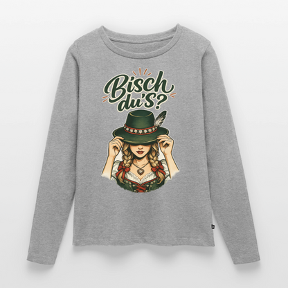 Bisch du’s? – Der Blick sagt alles | Frauen Premium Bio Langarmshirt - Grau meliert