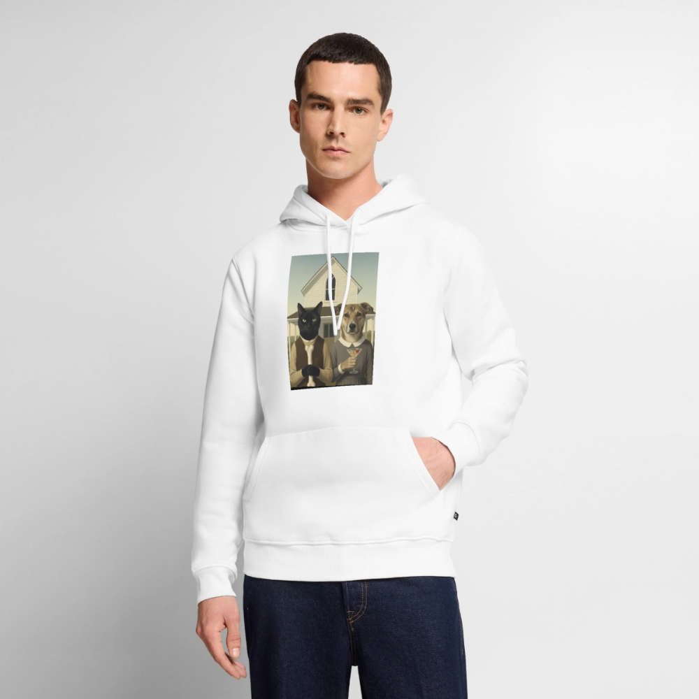American Gothic… aber mit Katze und Hund | Männer Premium Hoodie - Weiß