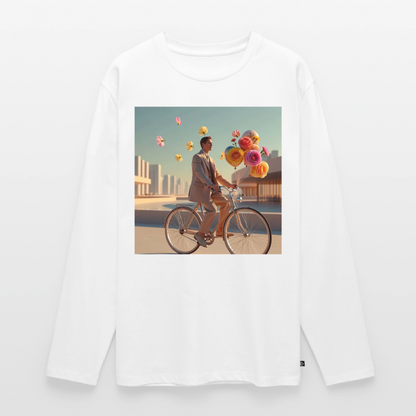 Fahrt ins Ungewisse (mit Blumen) | Männer Premium Bio Langarmshirt - Weiß