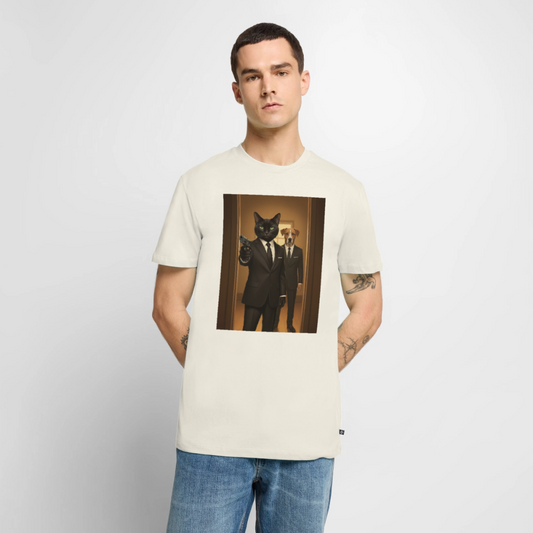 Krümel – Say Meow Again | Männer Premium T-Shirt - Naturweiß