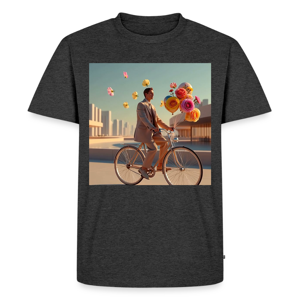 Fahrt ins Ungewisse (mit Blumen) | Männer Premium T-Shirt - Anthrazit meliert