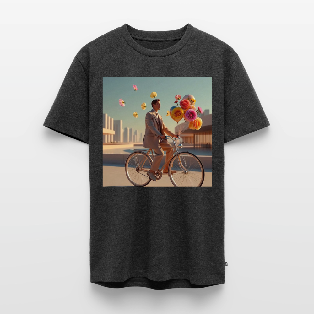 Fahrt ins Ungewisse (mit Blumen) | Männer Premium T-Shirt - Anthrazit meliert