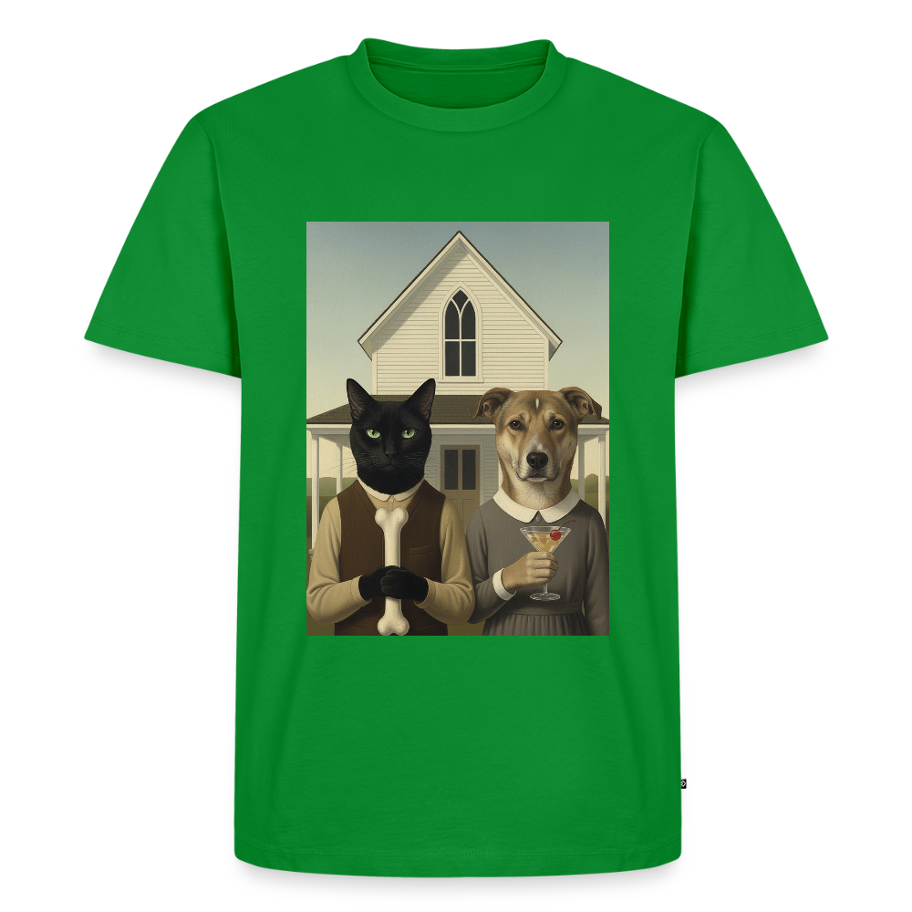 American Gothic… aber mit Katze und Hund | Männer Premium T-Shirt - Grün
