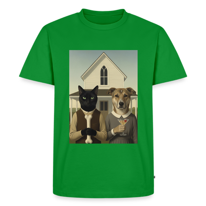 American Gothic… aber mit Katze und Hund | Männer Premium T-Shirt - Grün