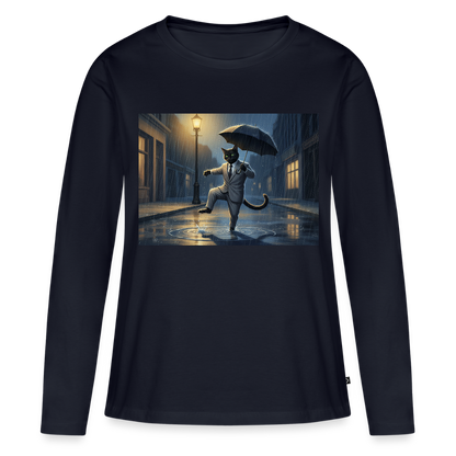 Krümel tanzt im Regen | Frauen Premium Bio Langarmshirt - Navy