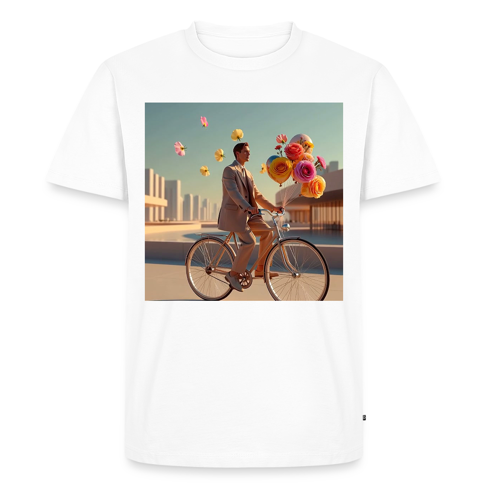 Fahrt ins Ungewisse (mit Blumen) | Männer Premium T-Shirt - Weiß