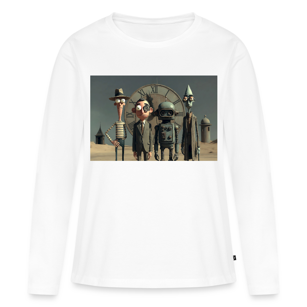 Pünktlich zu spät – Die seltsame Gesellschaft | Frauen Premium Bio Langarmshirt - Weiß