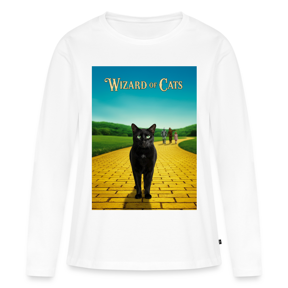 Wizard of Cats – Der gelbe Weg gehört Krümel | Frauen Premium Bio Langarmshirt - Weiß