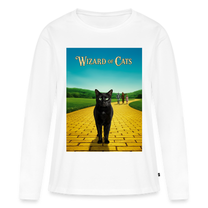 Wizard of Cats – Der gelbe Weg gehört Krümel | Frauen Premium Bio Langarmshirt - Weiß