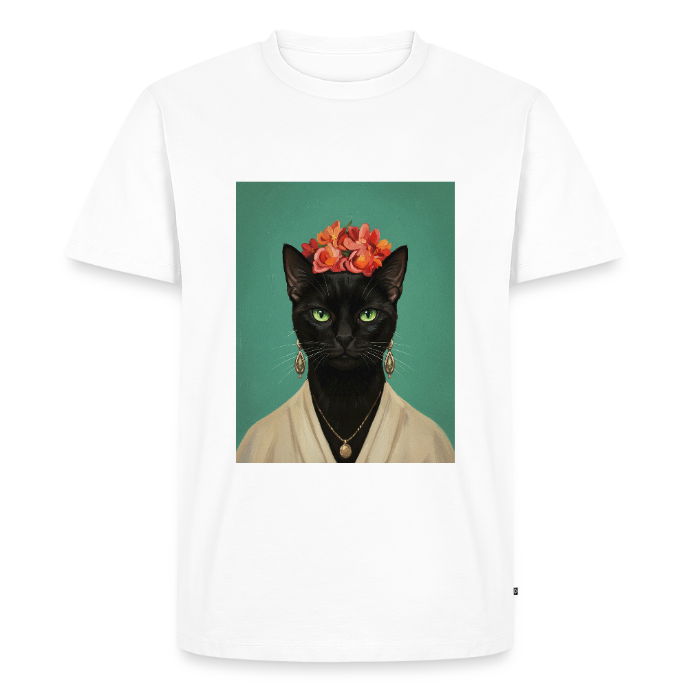 Frida Katze – Künstlerisches Katzenporträt | Premium Herren T-Shirt - white