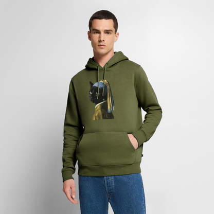 Das Mädchen mit dem Perlenohrring… aber es ist eine Katze | Männer Premium Hoodie - Khaki