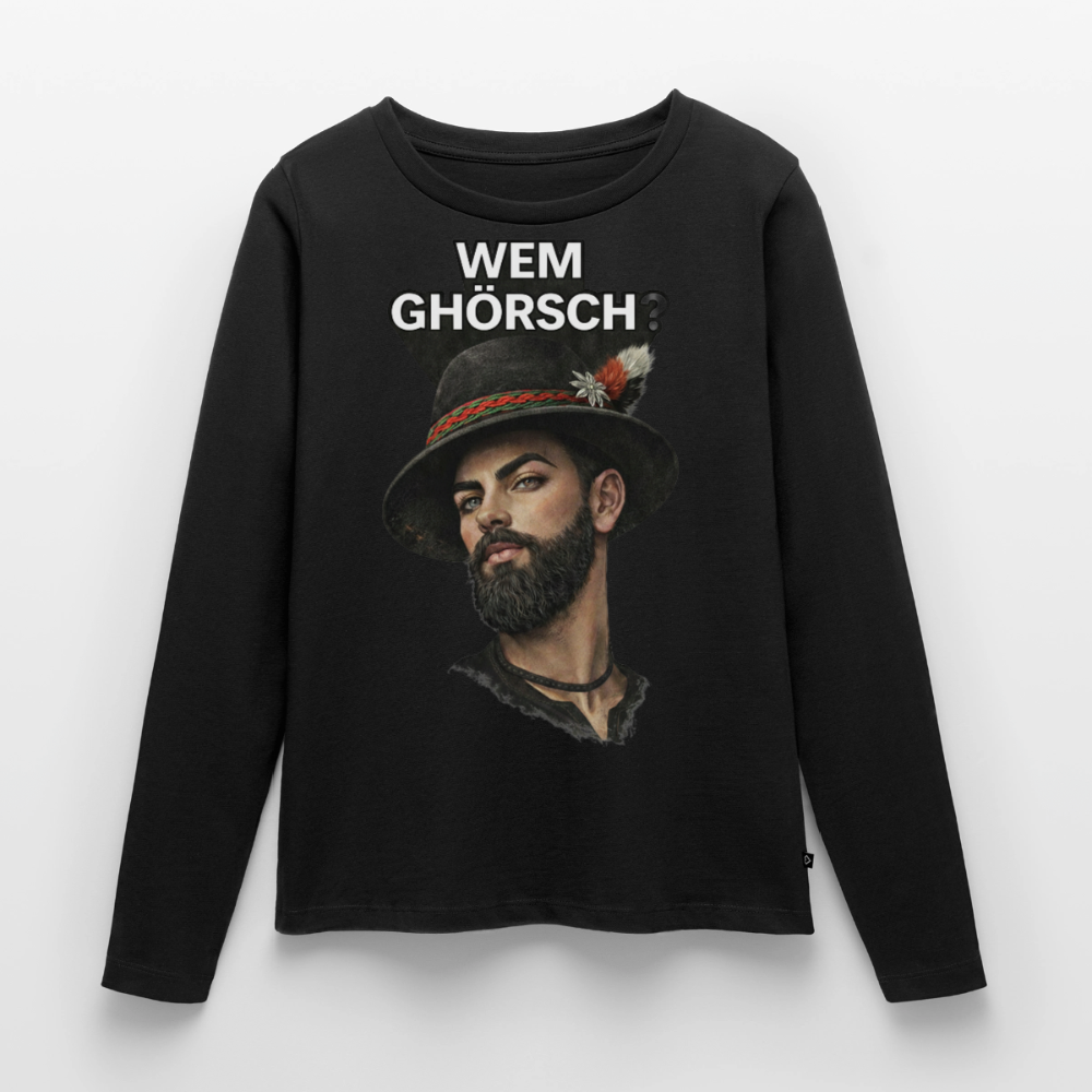 Wem ghörsch? – Alemannische Klärung | Frauen Premium Bio Langarmshirt - Schwarz