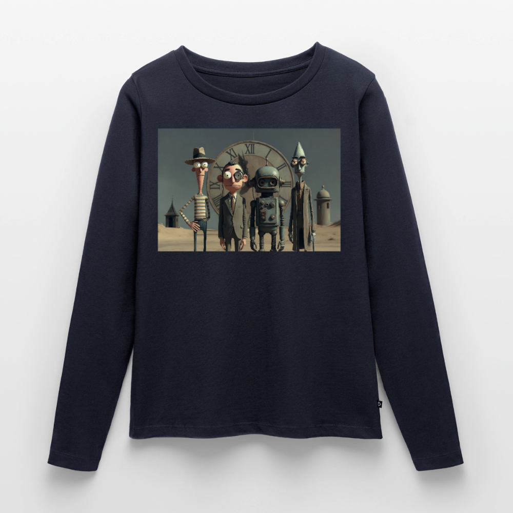 Pünktlich zu spät – Die seltsame Gesellschaft | Frauen Premium Bio Langarmshirt - Navy