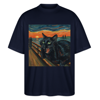 Der Schrei… aber die Katze hat’s zuerst gemerkt | Stanley/Stella Oversized Unisex Bio T-Shirt Blaster - Navy