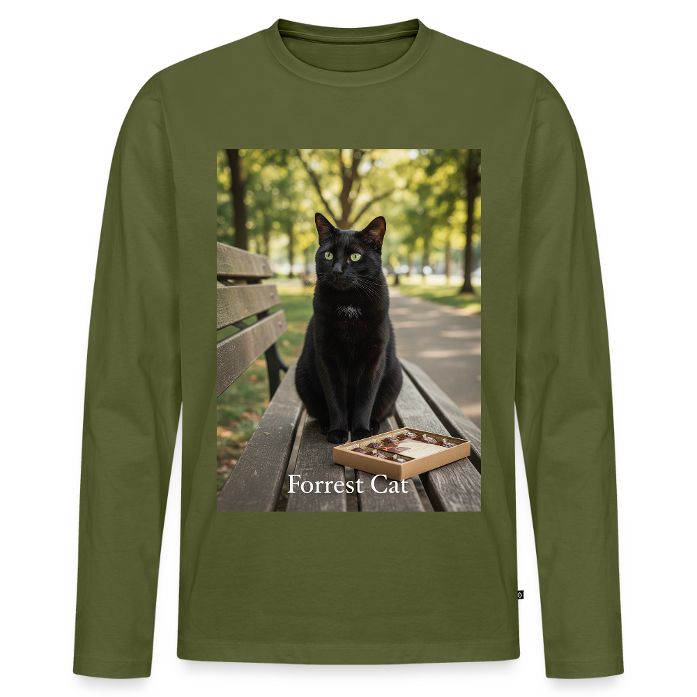 Forrest Cat – Krümel wartet | Männer Premium Bio Langarmshirt - Khaki