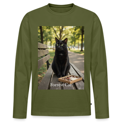 Forrest Cat – Krümel wartet | Männer Premium Bio Langarmshirt - Khaki