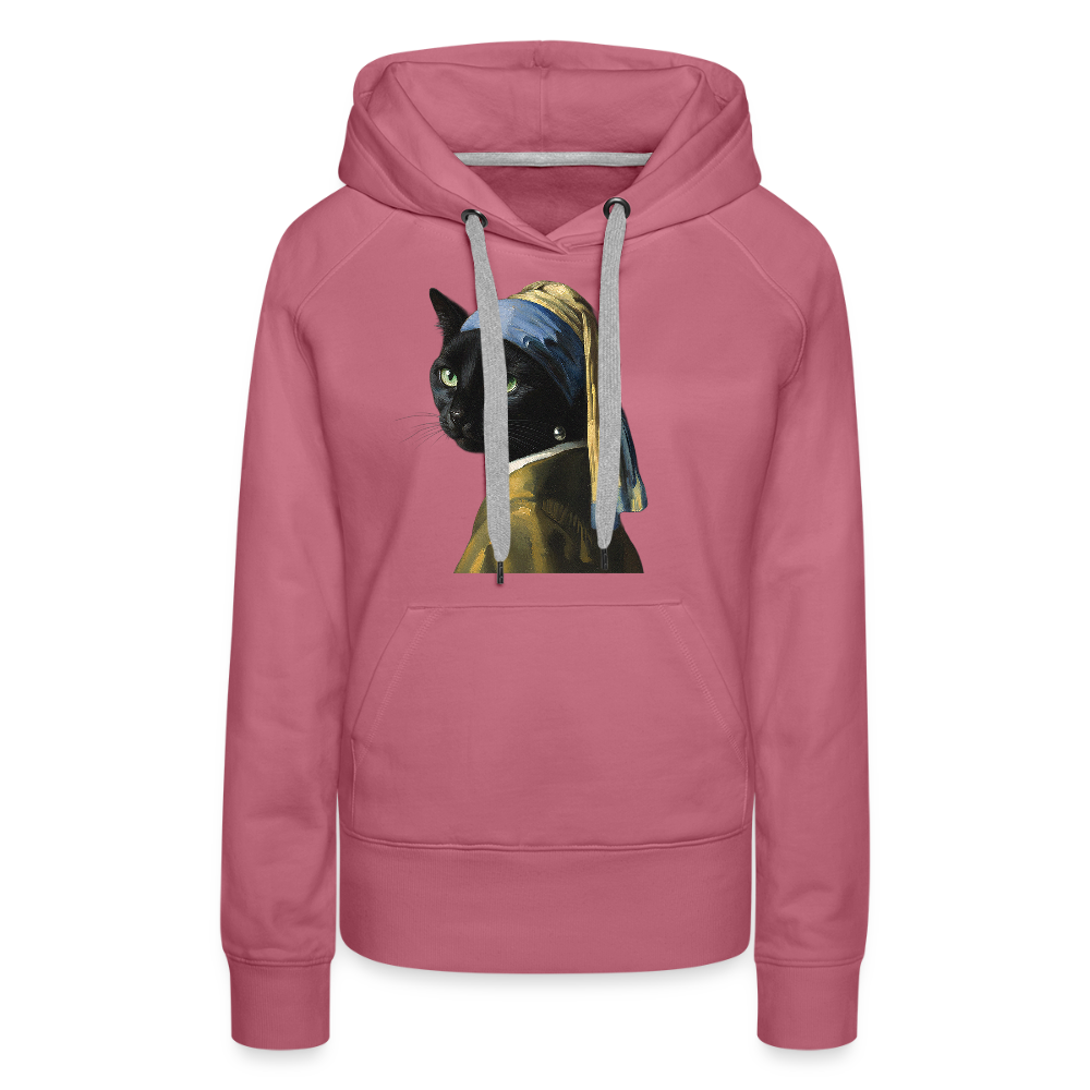 Das Mädchen mit dem Perlenohrring… aber es ist eine Katze | Frauen Premium Hoodie - Malve