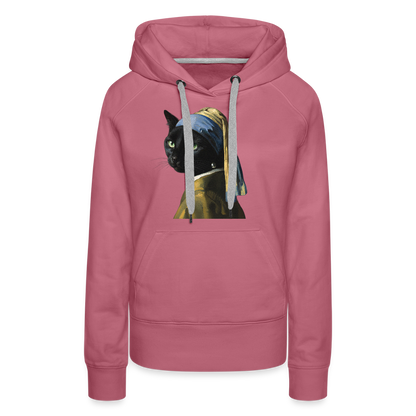 Das Mädchen mit dem Perlenohrring… aber es ist eine Katze | Frauen Premium Hoodie - Malve