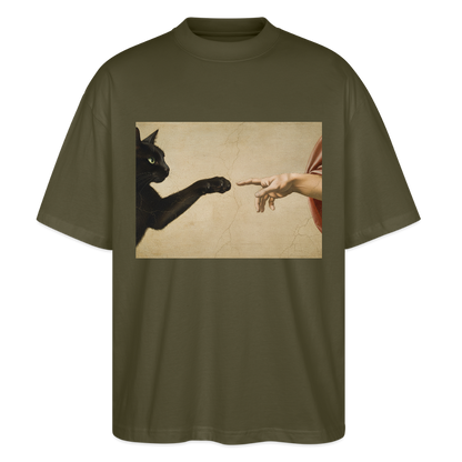 Die Erschaffung Adams… aber die Katze war schneller | Stanley/Stella Oversized Unisex Bio T-Shirt Blaster - Khaki