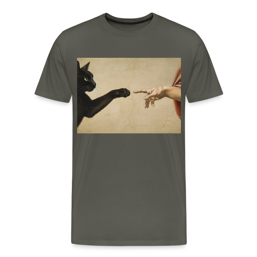 Die Erschaffung Adams… aber die Katze war schneller | Männer Premium T-Shirt - Asphalt
