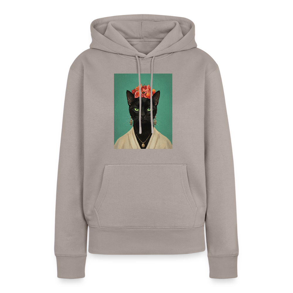 Frida Katze – Künstlerisches Katzenporträt |  Frauen Premium Hoodie - Taupe