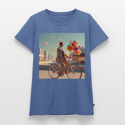 Fahrt ins Ungewisse (mit Blumen) | Frauen Premium T-Shirt - Taubenblau