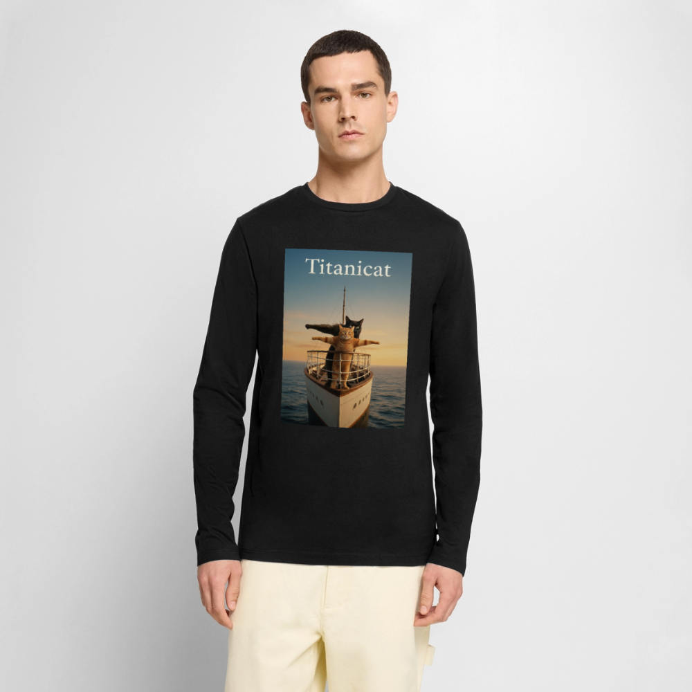 Titanicat – Ich bin der König der Kratzbäume | Männer Premium Bio Langarmshirt - Schwarz
