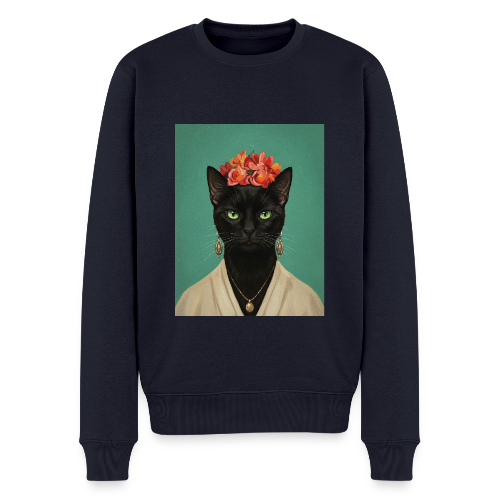 Frida Katze – Künstlerisches Katzenporträt | Men’s Premium Sweatshirt - navy
