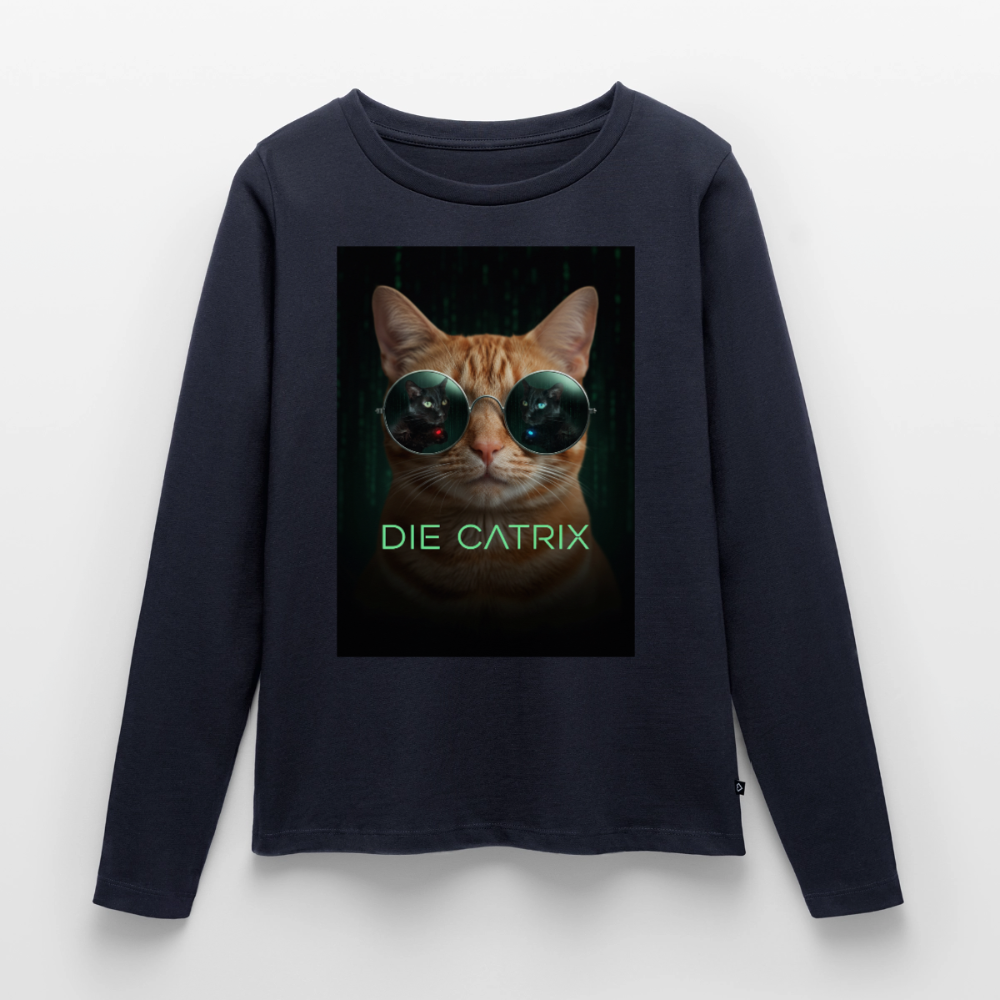 Die Catrix – Krümel erwacht | Frauen Premium Bio Langarmshirt - Navy