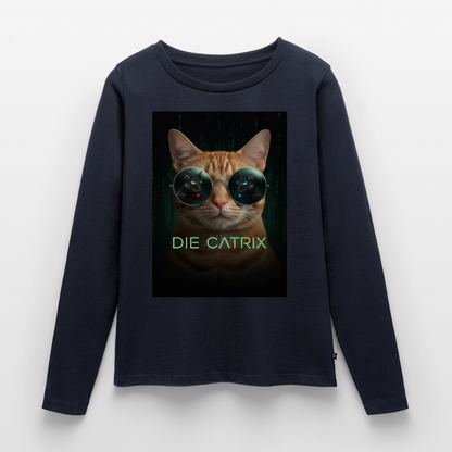 Die Catrix – Krümel erwacht | Frauen Premium Bio Langarmshirt - Navy