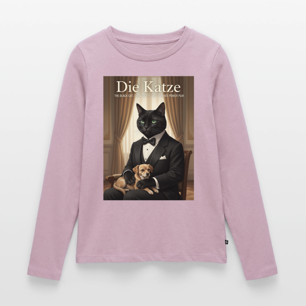 Die Katze – Krümel regelt das | Frauen Premium Bio Langarmshirt - Altrosa