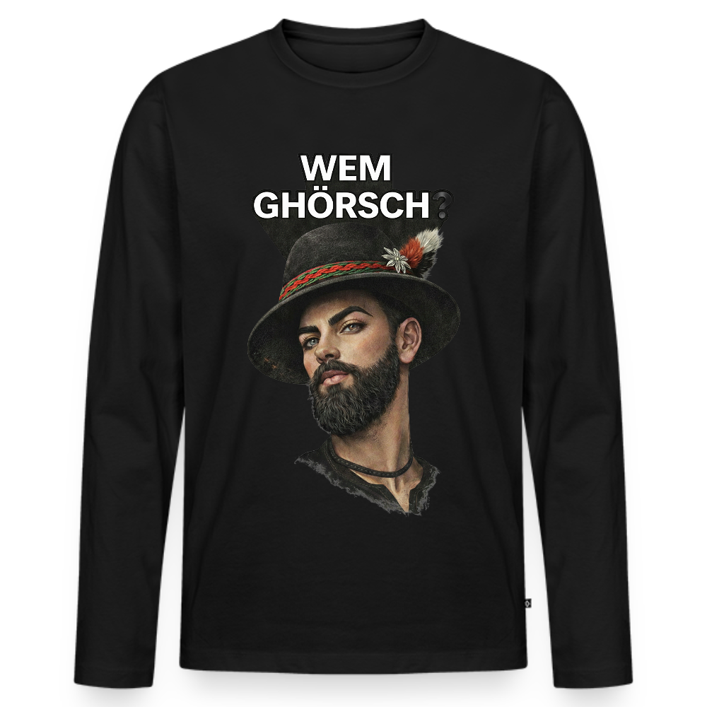 Wem ghörsch? – Alemannische Klärung | Männer Premium Bio Langarmshirt - Schwarz