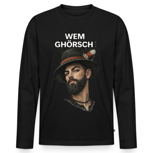 Wem ghörsch? – Alemannische Klärung | Männer Premium Bio Langarmshirt - Schwarz