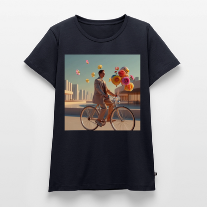 Fahrt ins Ungewisse (mit Blumen) | Frauen Premium T-Shirt - Navy