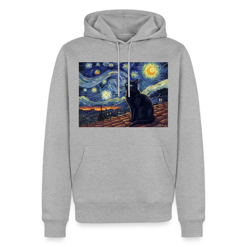 Sternennacht… aber die Katze denkt nach | Männer Premium Hoodie - Grau meliert