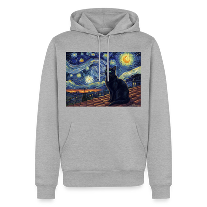 Sternennacht… aber die Katze denkt nach | Männer Premium Hoodie - Grau meliert