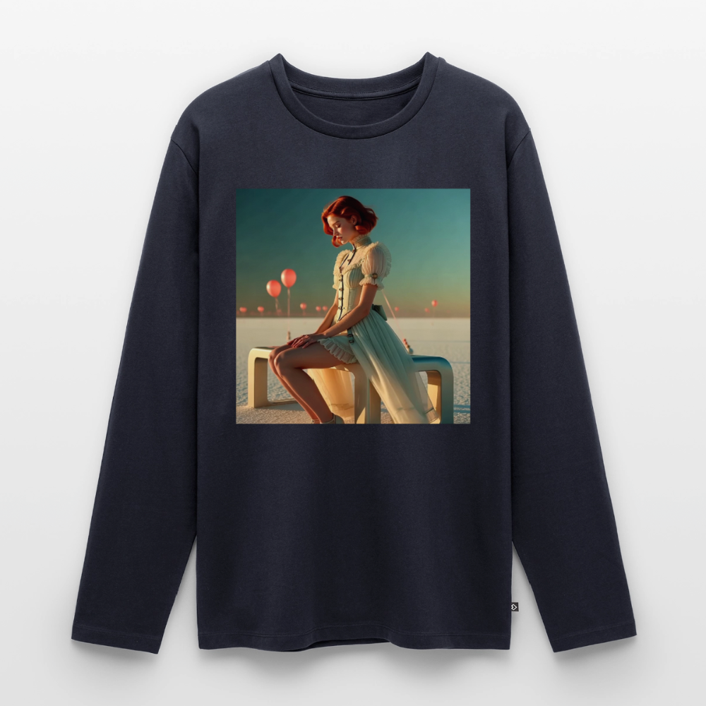 Leise Gedanken bei lauter Farben | Männer Premium Bio Langarmshirt - Navy