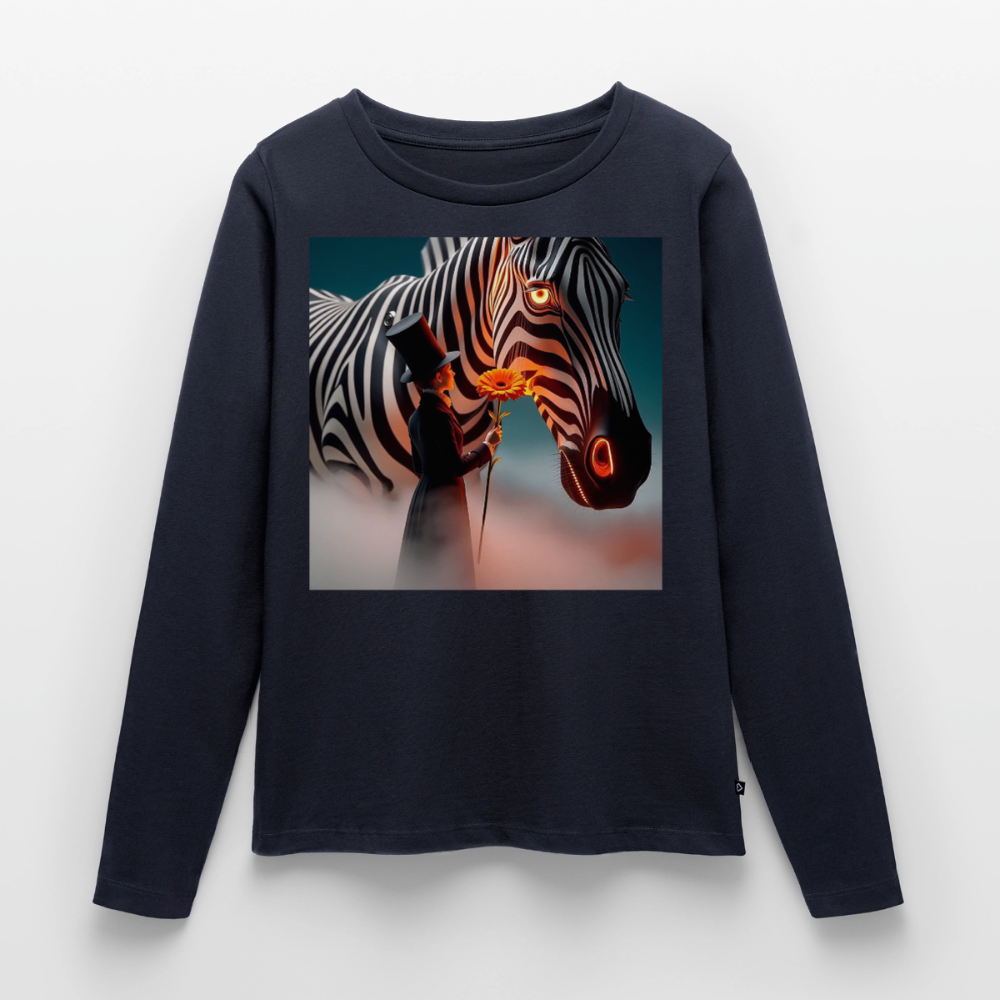 Blumen für ein Zebra | Frauen Premium Bio Langarmshirt - Navy