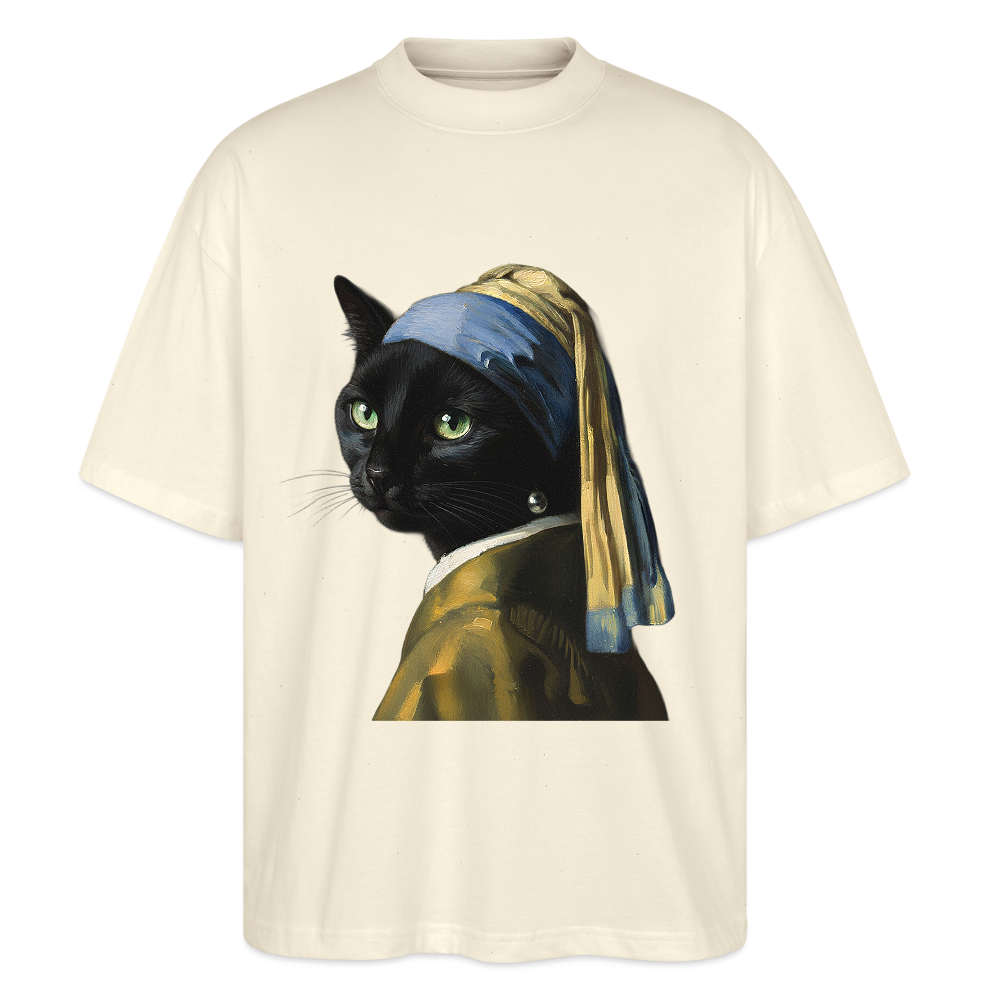 Das Mädchen mit dem Perlenohrring… aber es ist eine Katze | Stanley/Stella Oversized Unisex Bio T-Shirt Blaster - Natur