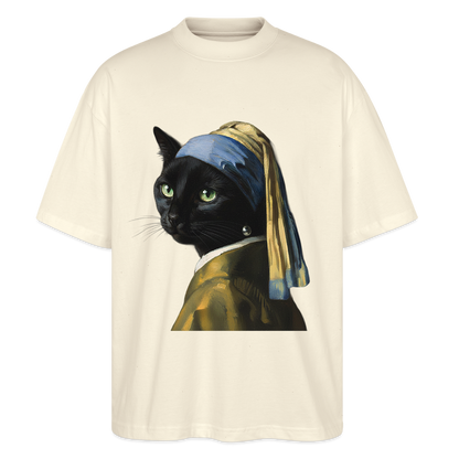 Das Mädchen mit dem Perlenohrring… aber es ist eine Katze | Stanley/Stella Oversized Unisex Bio T-Shirt Blaster - Natur