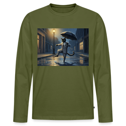 Krümel tanzt im Regen | Männer Premium Bio Langarmshirt - Khaki