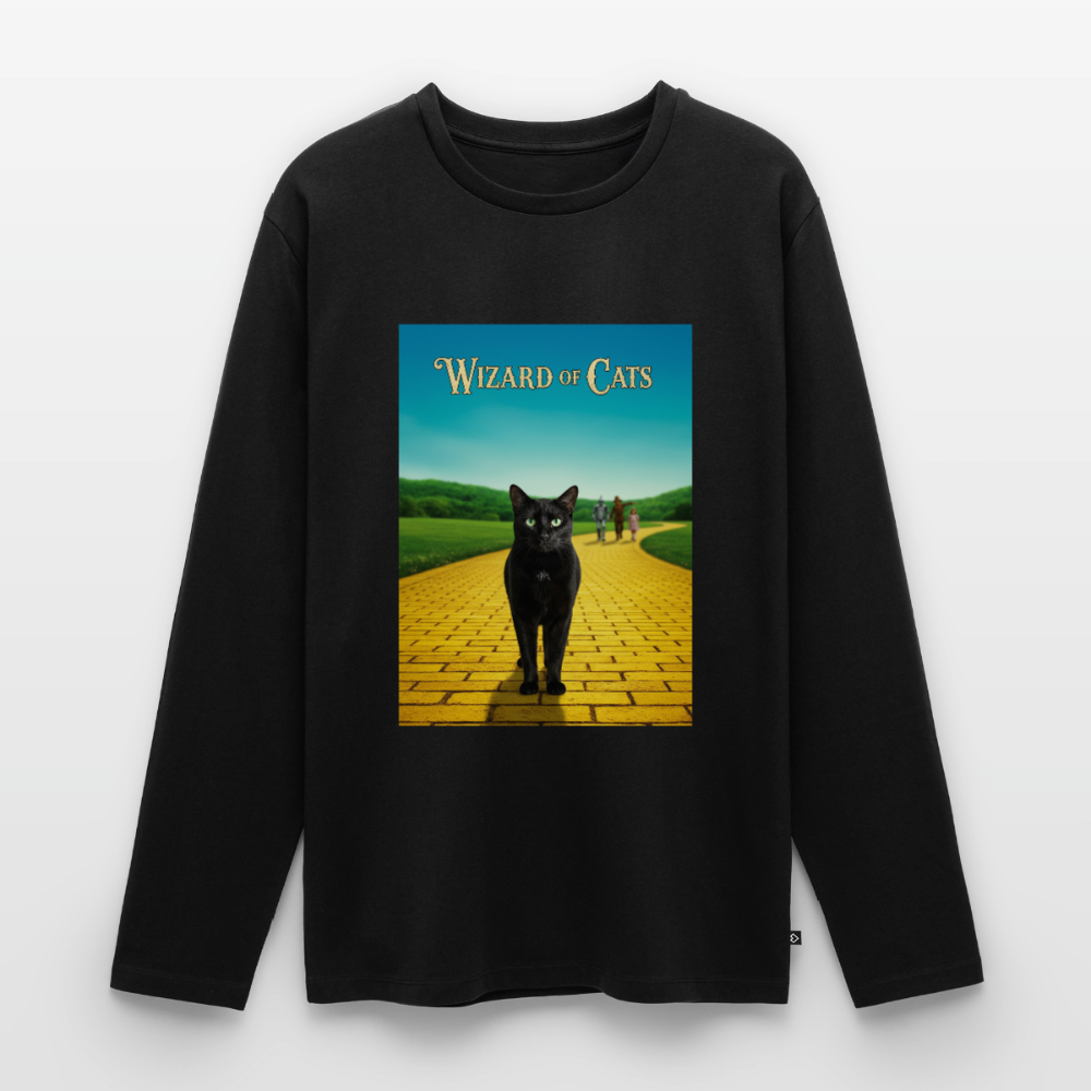 Wizard of Cats – Der gelbe Weg gehört Krümel | Männer Premium Bio Langarmshirt - Schwarz